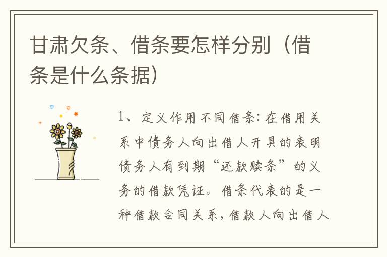 甘肃欠条、借条要怎样分别（借条是什么条据）