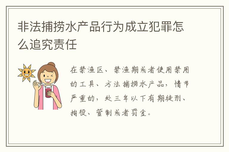 非法捕捞水产品行为成立犯罪怎么追究责任