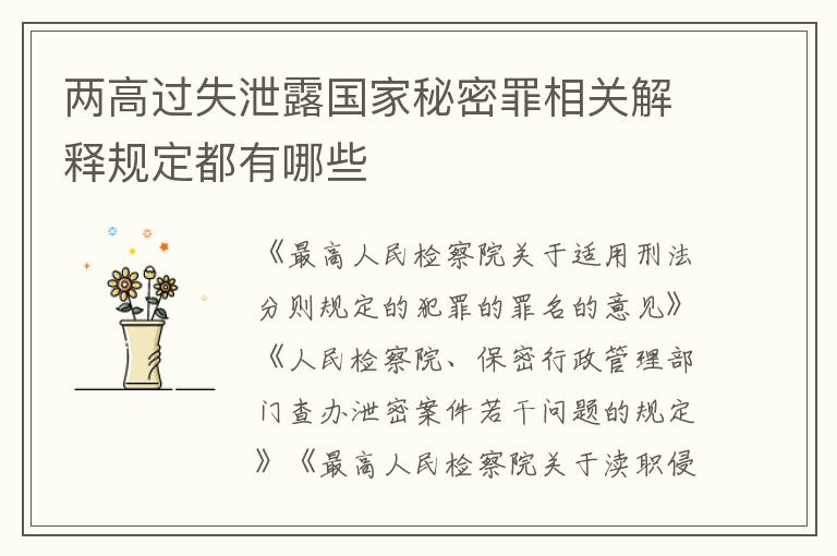 两高过失泄露国家秘密罪相关解释规定都有哪些