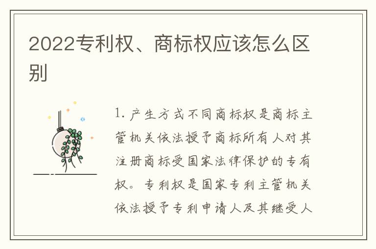 2022专利权、商标权应该怎么区别