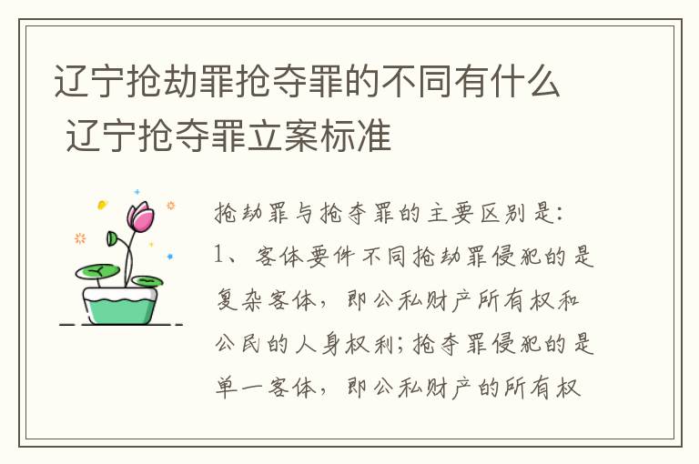 辽宁抢劫罪抢夺罪的不同有什么 辽宁抢夺罪立案标准
