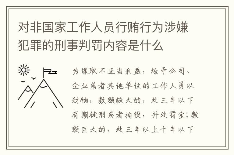 对非国家工作人员行贿行为涉嫌犯罪的刑事判罚内容是什么