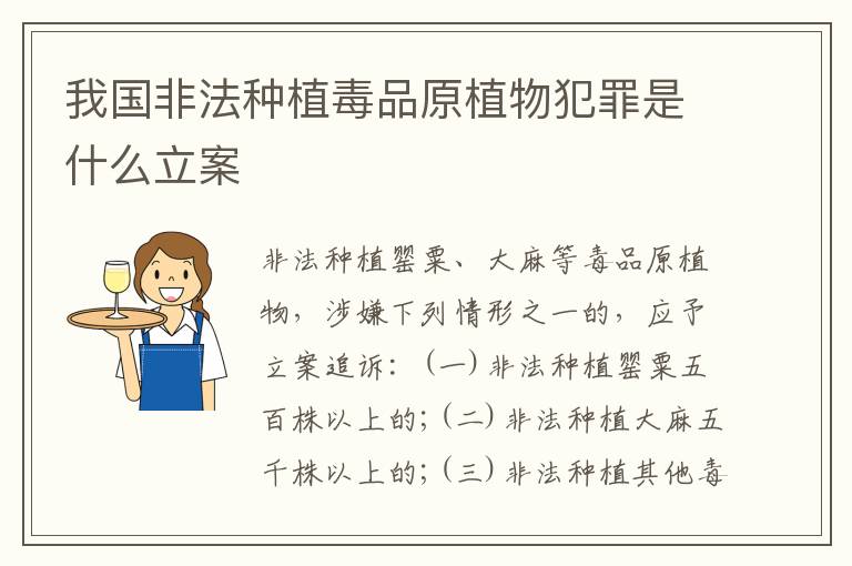 我国非法种植毒品原植物犯罪是什么立案