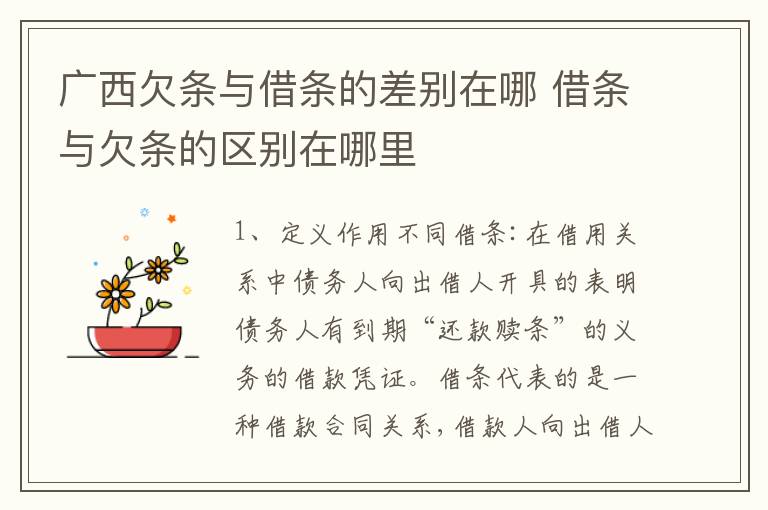 广西欠条与借条的差别在哪 借条与欠条的区别在哪里
