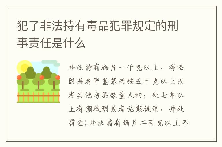 犯了非法持有毒品犯罪规定的刑事责任是什么