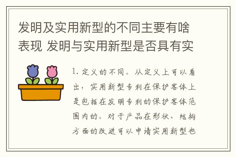 发明及实用新型的不同主要有啥表现 发明与实用新型是否具有实用性