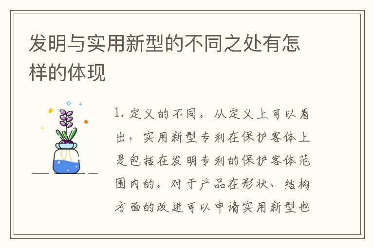 发明与实用新型的不同之处有怎样的体现