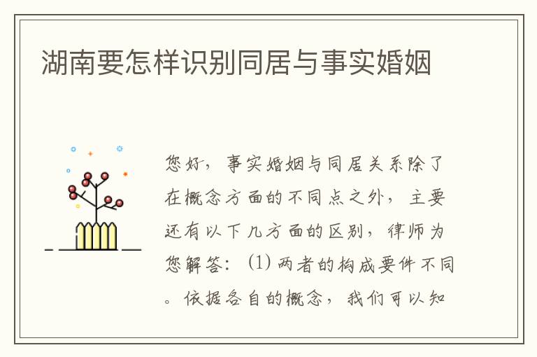 湖南要怎样识别同居与事实婚姻