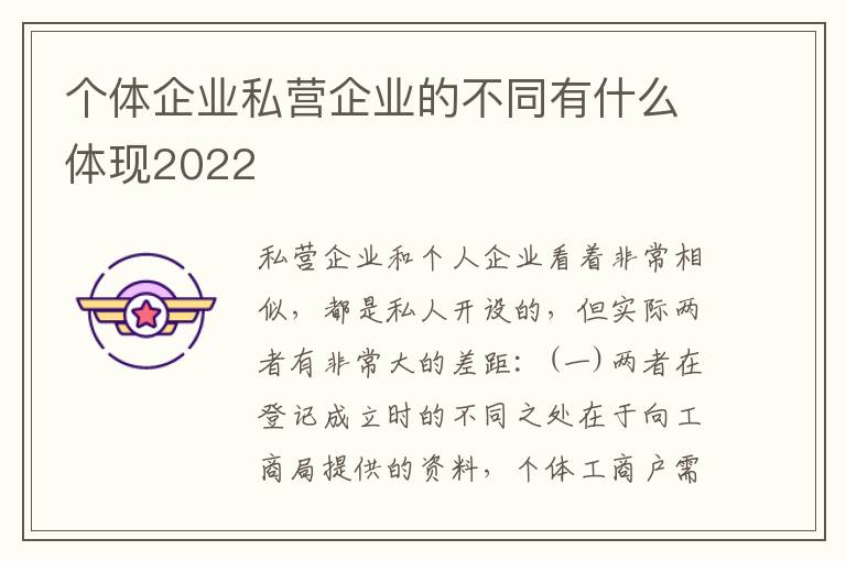 个体企业私营企业的不同有什么体现2022