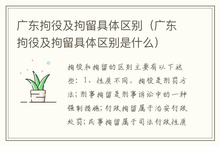 广东拘役及拘留具体区别（广东拘役及拘留具体区别是什么）