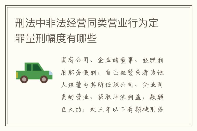 刑法中非法经营同类营业行为定罪量刑幅度有哪些