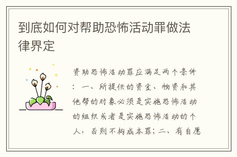 到底如何对帮助恐怖活动罪做法律界定