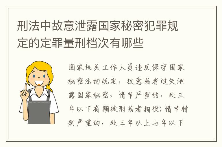 刑法中故意泄露国家秘密犯罪规定的定罪量刑档次有哪些