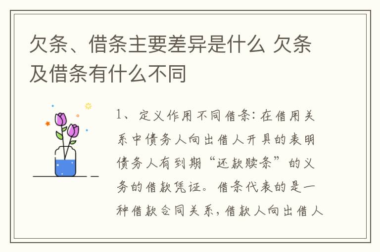 欠条、借条主要差异是什么 欠条及借条有什么不同