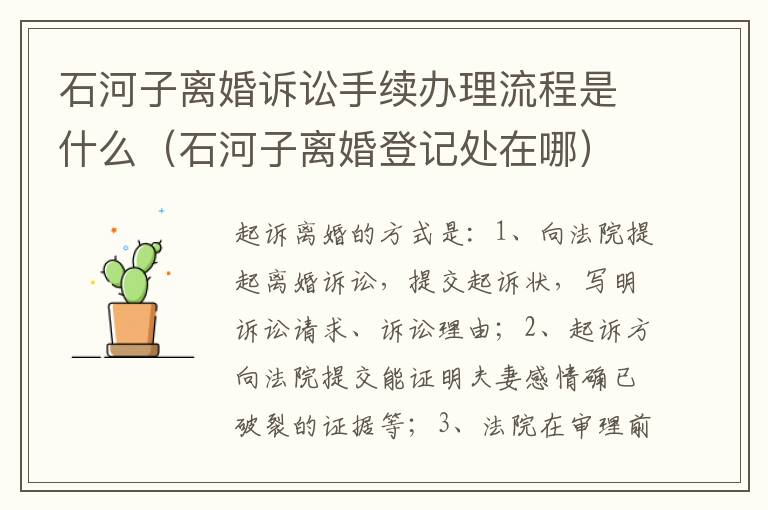 石河子离婚诉讼手续办理流程是什么（石河子离婚登记处在哪）