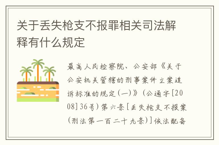 关于丢失枪支不报罪相关司法解释有什么规定