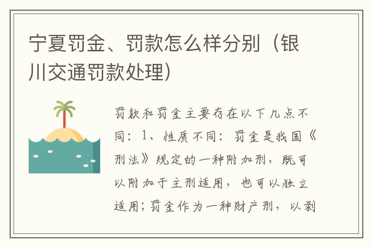 宁夏罚金、罚款怎么样分别（银川交通罚款处理）