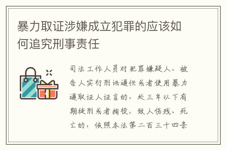 暴力取证涉嫌成立犯罪的应该如何追究刑事责任