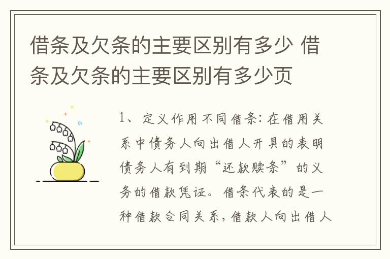 借条及欠条的主要区别有多少 借条及欠条的主要区别有多少页