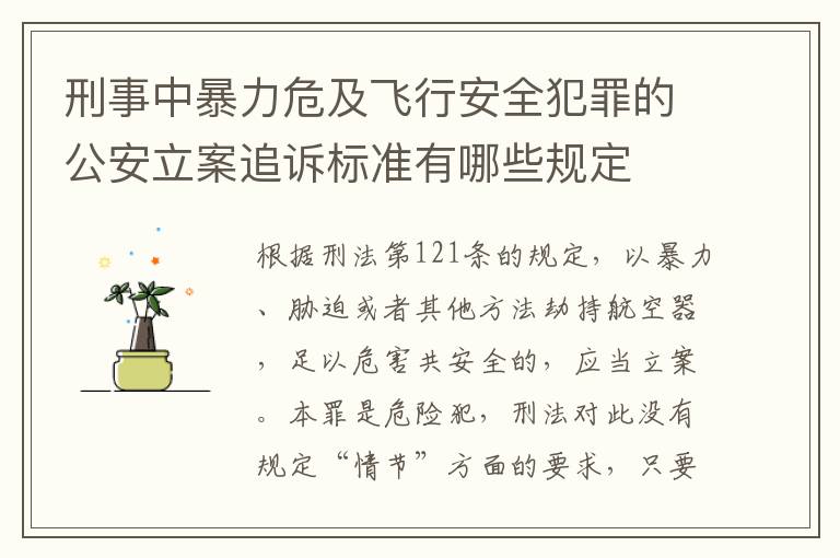 刑事中暴力危及飞行安全犯罪的公安立案追诉标准有哪些规定
