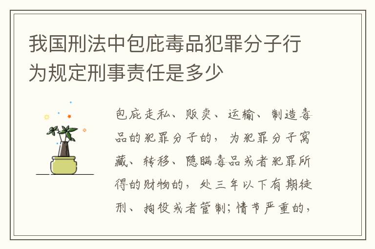 我国刑法中包庇毒品犯罪分子行为规定刑事责任是多少