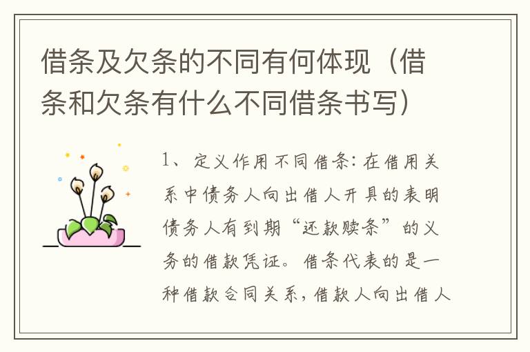 借条及欠条的不同有何体现（借条和欠条有什么不同借条书写）