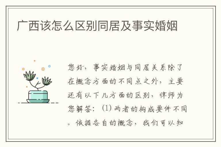 广西该怎么区别同居及事实婚姻