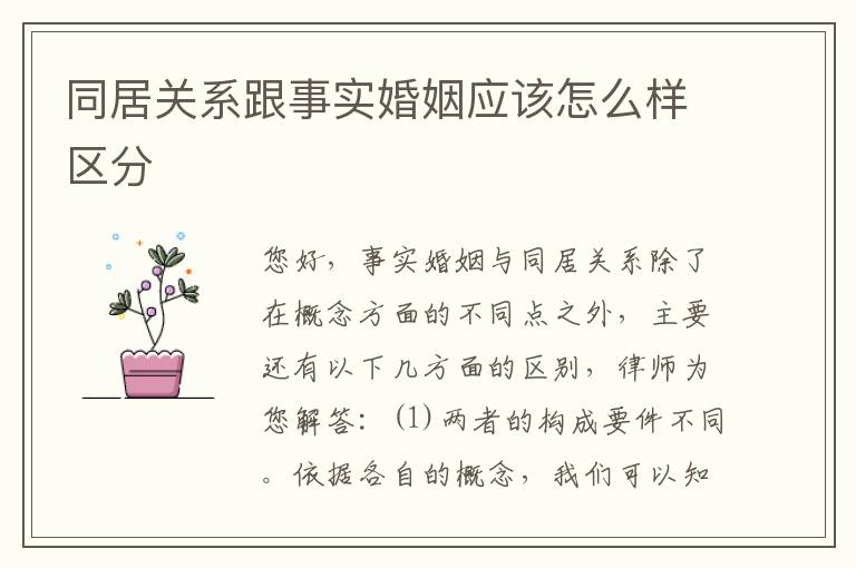 同居关系跟事实婚姻应该怎么样区分