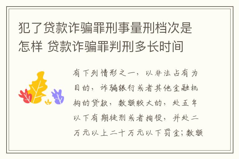 犯了贷款诈骗罪刑事量刑档次是怎样 贷款诈骗罪判刑多长时间