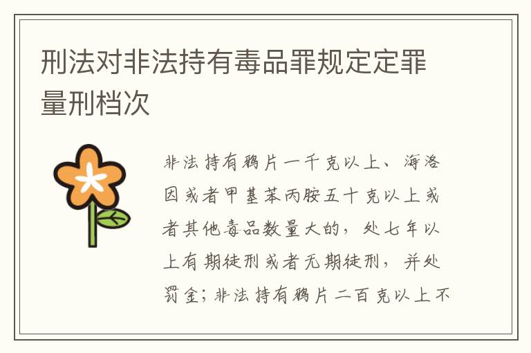 刑法对非法持有毒品罪规定定罪量刑档次