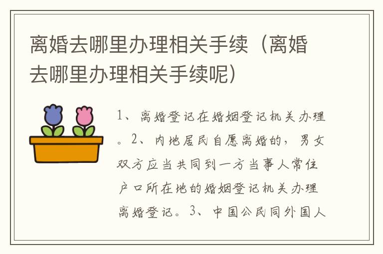 离婚去哪里办理相关手续（离婚去哪里办理相关手续呢）