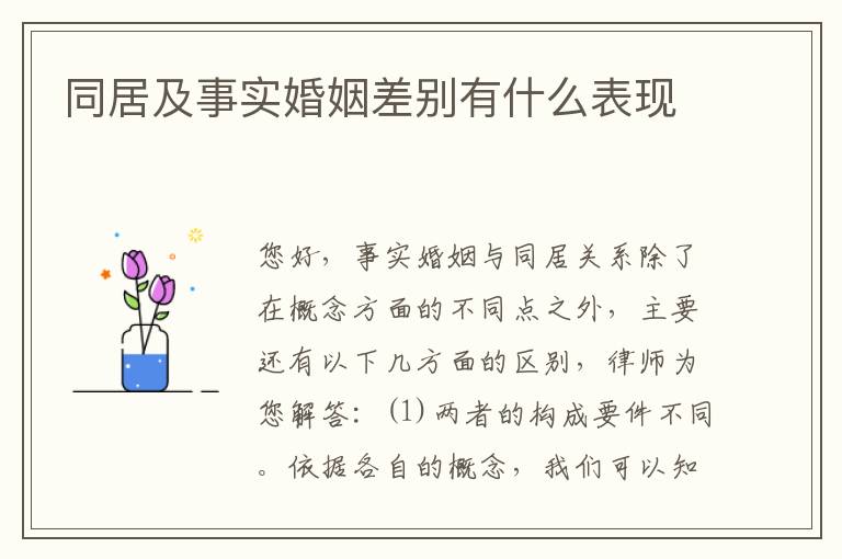 同居及事实婚姻差别有什么表现