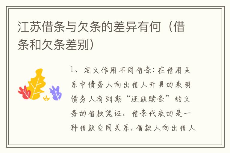 江苏借条与欠条的差异有何（借条和欠条差别）