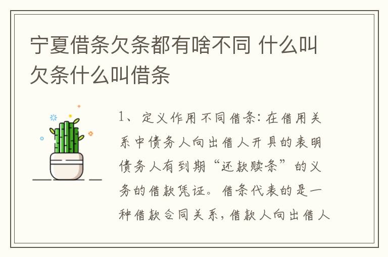 宁夏借条欠条都有啥不同 什么叫欠条什么叫借条