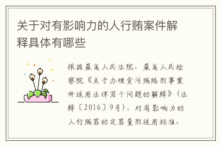 关于对有影响力的人行贿案件解释具体有哪些
