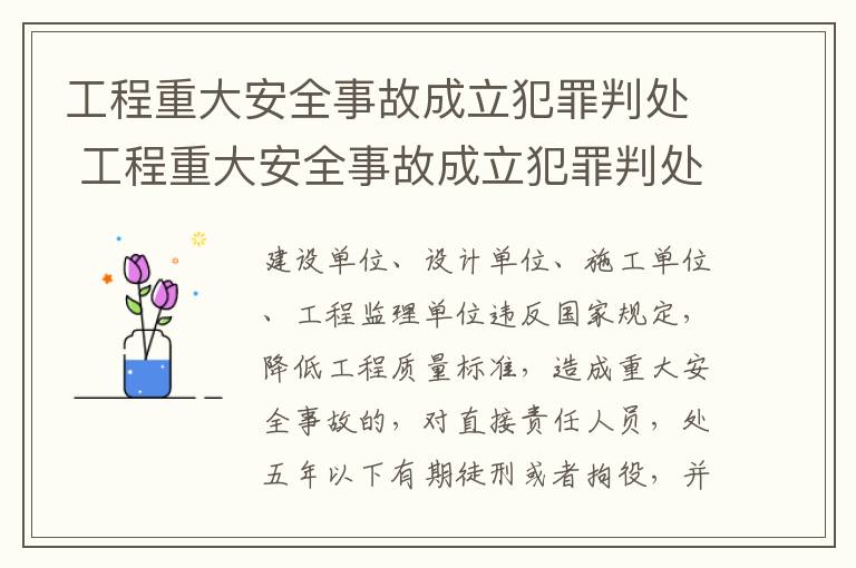 工程重大安全事故成立犯罪判处 工程重大安全事故成立犯罪判处几年