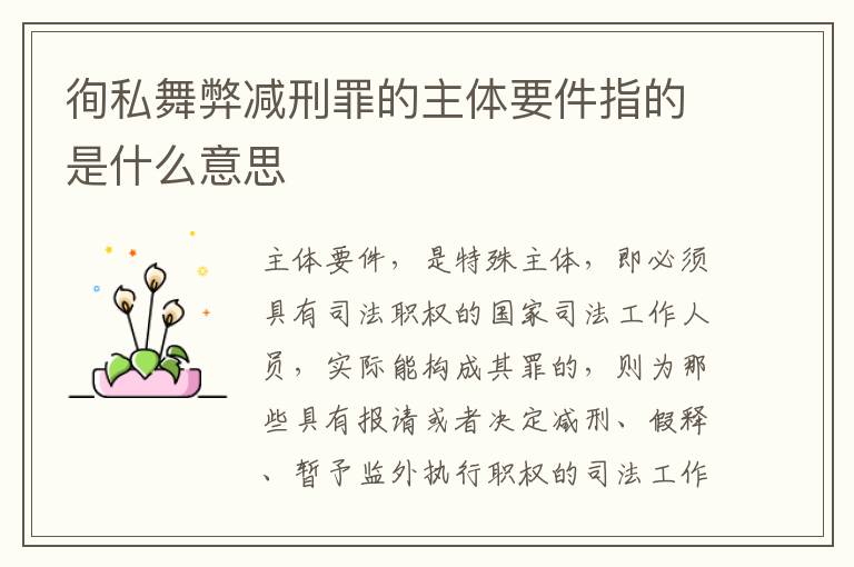 徇私舞弊减刑罪的主体要件指的是什么意思
