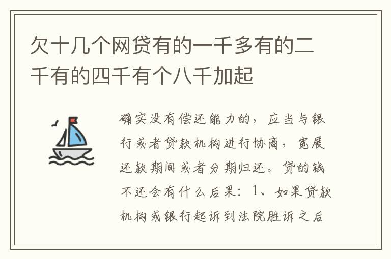 欠十几个网贷有的一千多有的二千有的四千有个八千加起