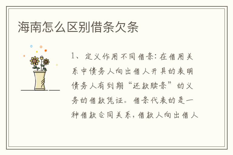 海南怎么区别借条欠条