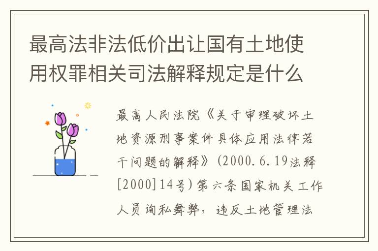 最高法非法低价出让国有土地使用权罪相关司法解释规定是什么