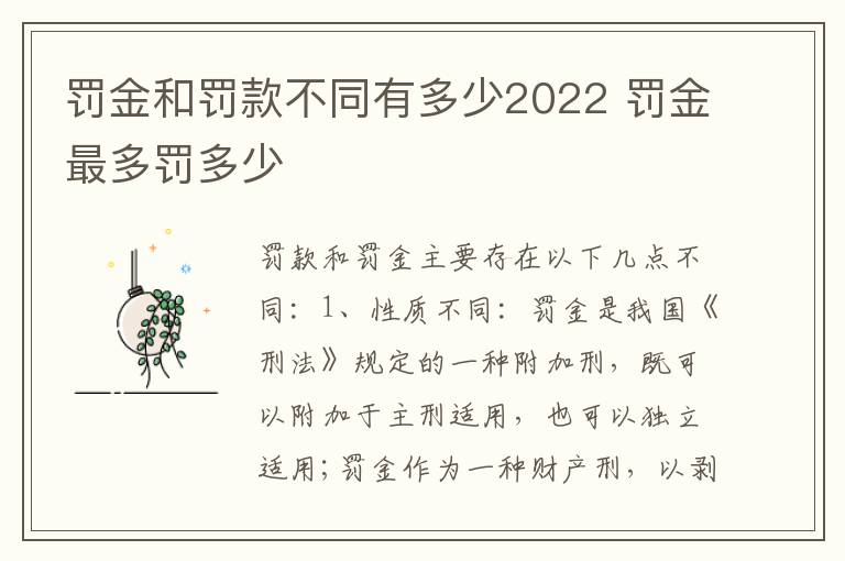 罚金和罚款不同有多少2022 罚金最多罚多少