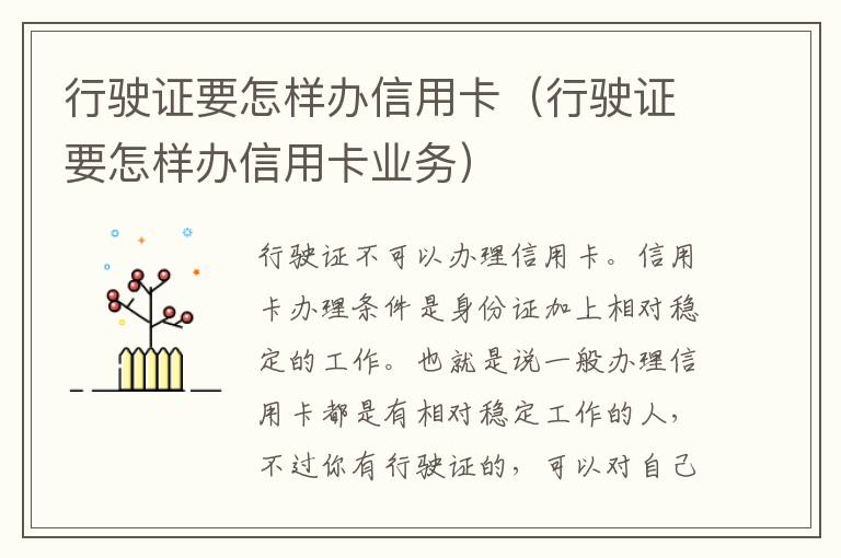 行驶证要怎样办信用卡（行驶证要怎样办信用卡业务）