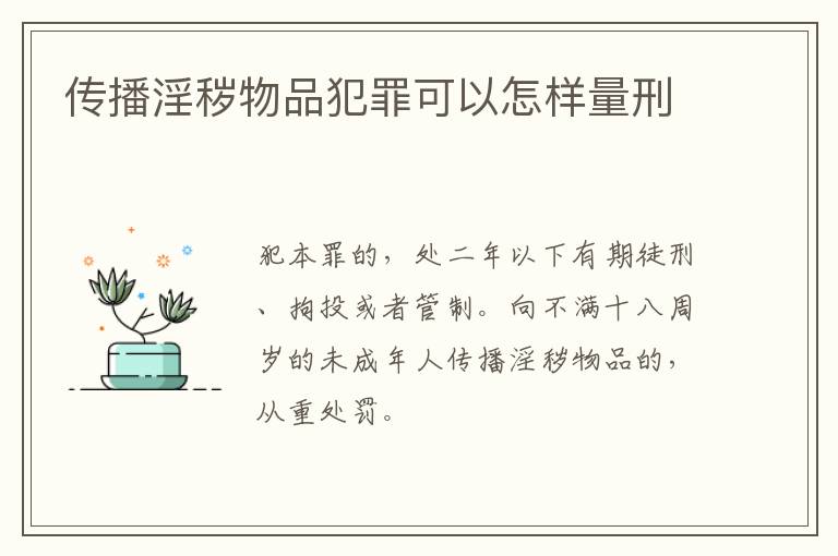 传播淫秽物品犯罪可以怎样量刑