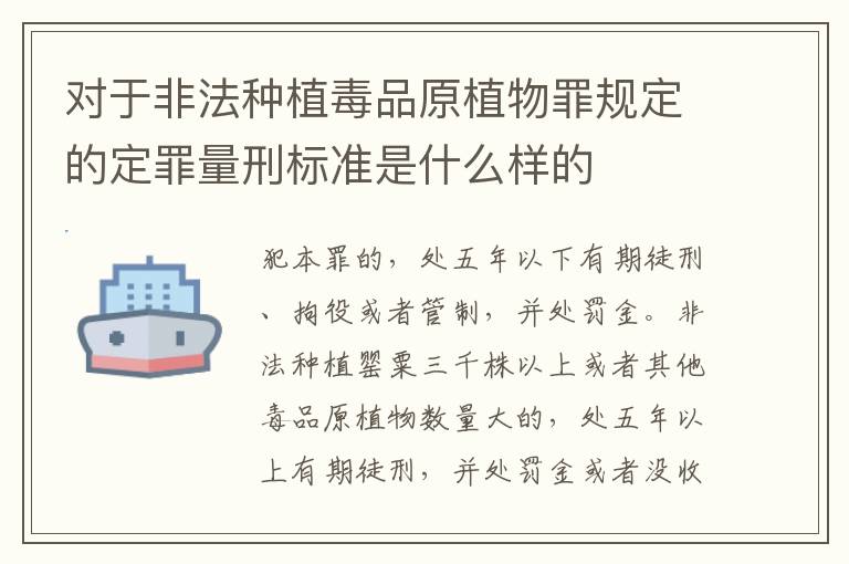 对于非法种植毒品原植物罪规定的定罪量刑标准是什么样的