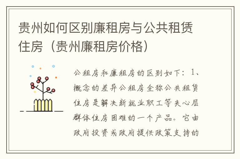 贵州如何区别廉租房与公共租赁住房（贵州廉租房价格）