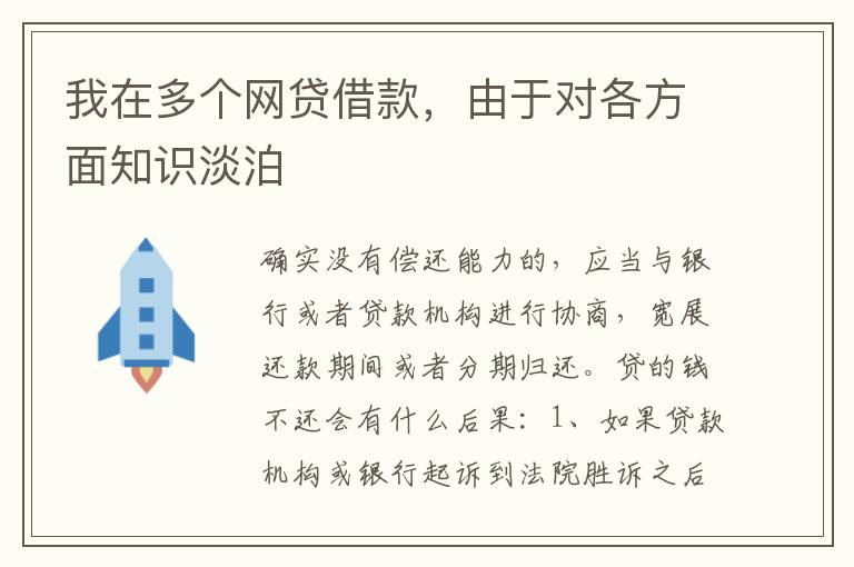 我在多个网贷借款，由于对各方面知识淡泊