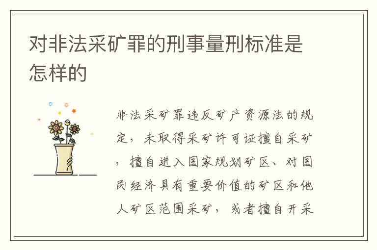对非法采矿罪的刑事量刑标准是怎样的