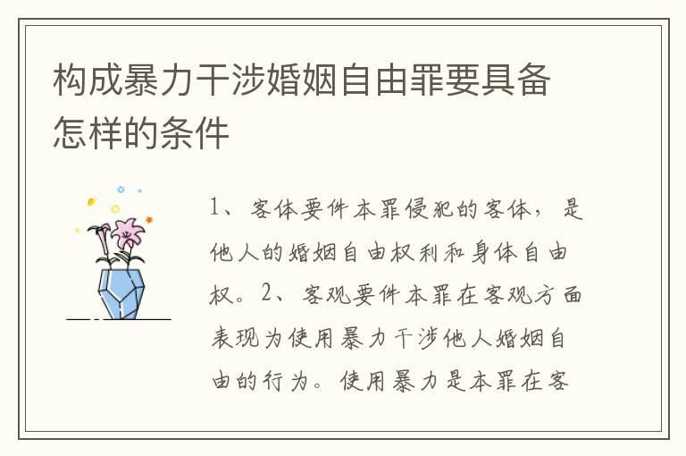 构成暴力干涉婚姻自由罪要具备怎样的条件