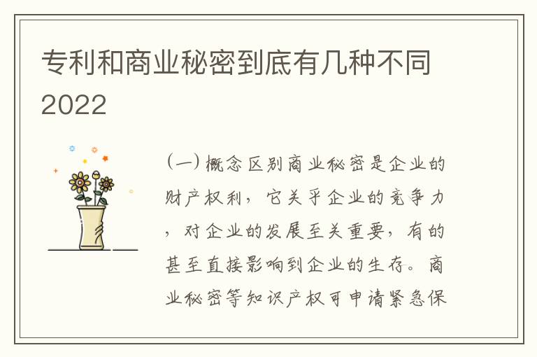 专利和商业秘密到底有几种不同2022