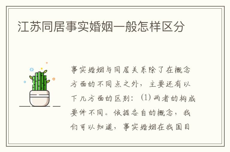 江苏同居事实婚姻一般怎样区分